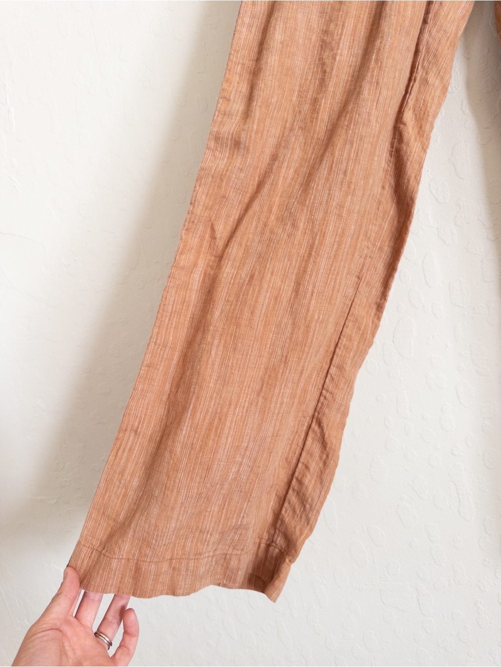 Athleta Cabo Linen Textured Wide Leg Pants size 4 Tan Brown Pull On Beach Travel - Picture 9 of 12